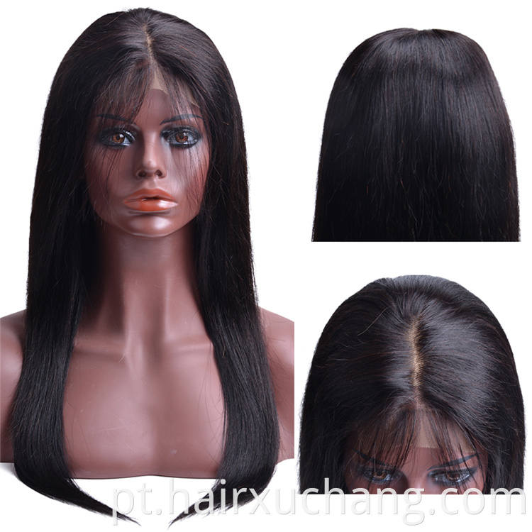 Cabelo indiano de preço barato diretamente da Índia Natural Straight 4*4 Wigs de fechamento de renda Original Human Hair Wig para Mulheres Negras